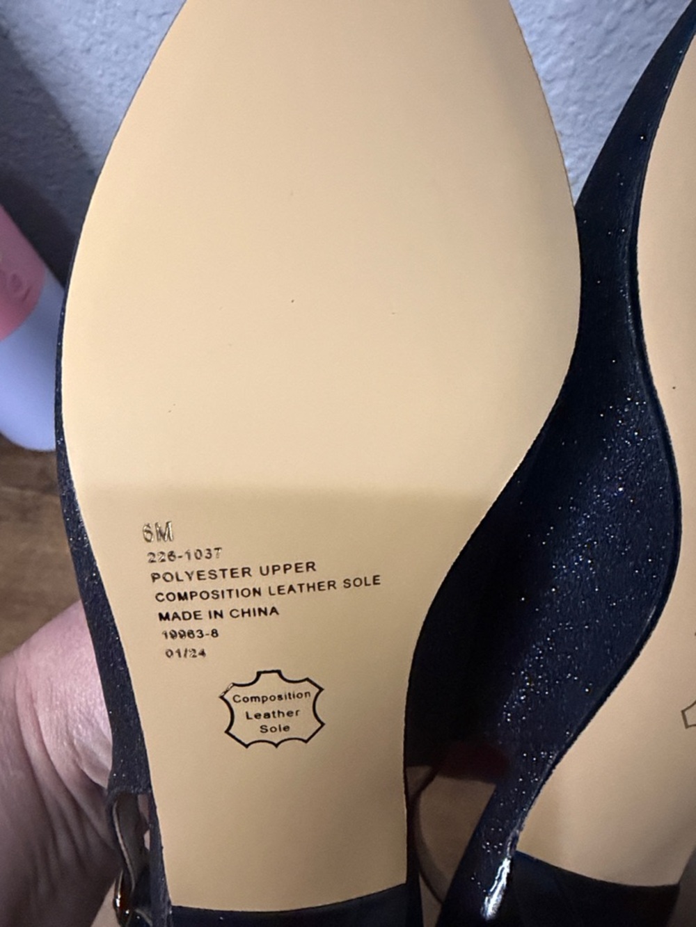 I. Miller Women's navy Glitter Slingback Pointed-Toe Kitten Heels size 6 - Picture 6 of 6